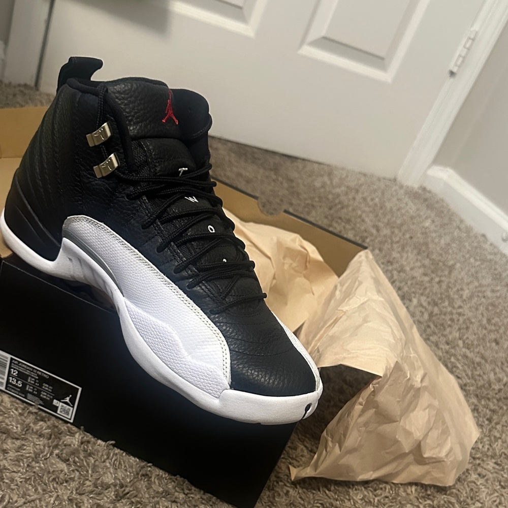 Jordan 12 Retro Black and White Sneakers
